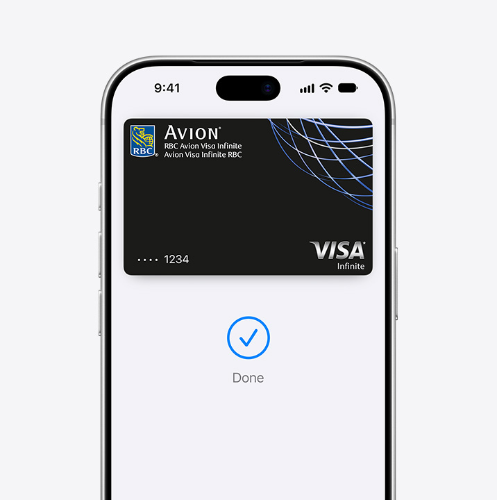 Partial iPhone screen display, showing a credit card being used in Apple Pay