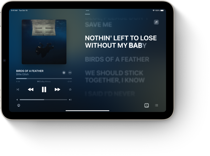 iPad mini na horizontal a mostrar sugestões na app Apple TV.
