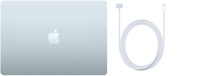 MacBook Air de 15 pulgadas y cable de USB‑C a MagSafe 3