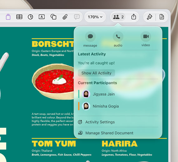 Screen showing collaboration on a project