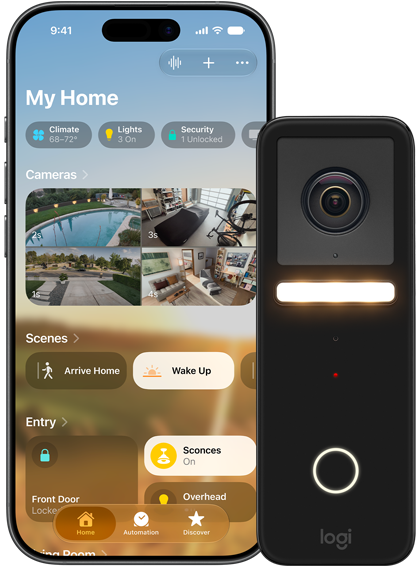 iPhone and security camera using HomeKit secure video features.