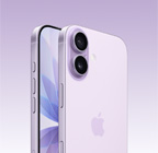 iPhone 17, лавандовий колір, вид спереду, вид ззаду під кутом, система двох камер Fusion угорі ліворуч, кнопка Контролера камери, вид збоку на екран на всю передню панель, кнопки дій і регулювання гучності, бічні кнопки