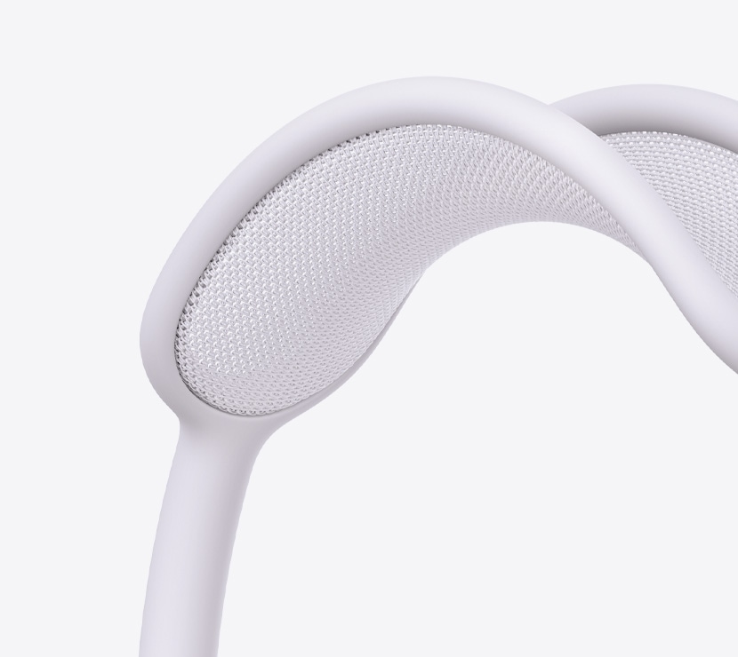 سماعات الرأس AirPods Max 2، لون ليلكي، تفاصيل الإطار المحيط بالرأس المصنوع من قماش شبكي