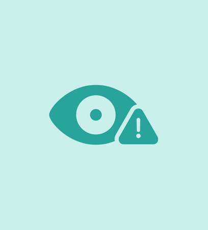Gráfico de alerta de salud ocular, ojo abierto con un símbolo de advertencia de signo de exclamación