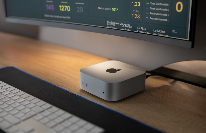 Asiakaspalvelun tukitiimi työskentelee Mac mini ‑tietokoneilla Tut Tutin pääkonttorissa