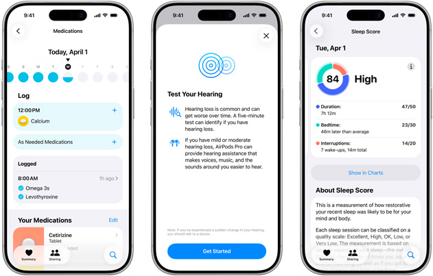 iPhone يعرض تطبيق صحة السمع.