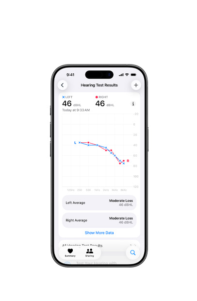 iPhone يعرض نتائج اختبار السمع من خلال Airpod&nbsp;2.‏
