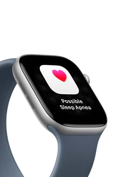 شاشة Apple&nbsp;Watch تعرض إشعاراً بانقطاع النفس النومي باستخدام تطبيق انقطاع النفس النومي.