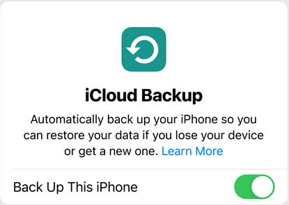 Skärm som visar använd datamängd för säkerhetskopiering i iCloud