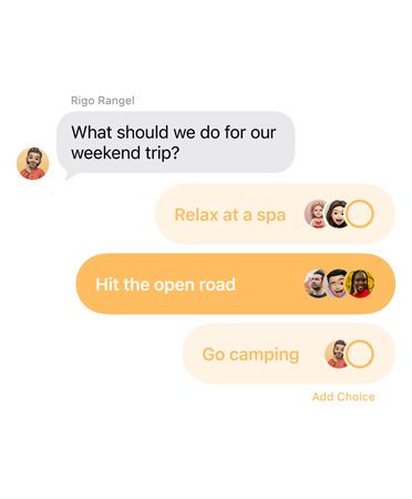 Messages rakendus, kasutuses küsitlusfunktsioon