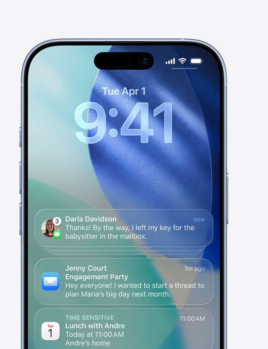 iPhone ekrānā redzami Messages, Mail un Calendar uznirstošie logi
