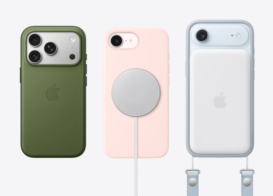 Cits citam līdzās jaunie iPhone modeļi ar piederumiem: TechWoven ietvars ar MagSafe, MagSafe lādētājs, MagSafe akumulators un Crossbody siksniņa